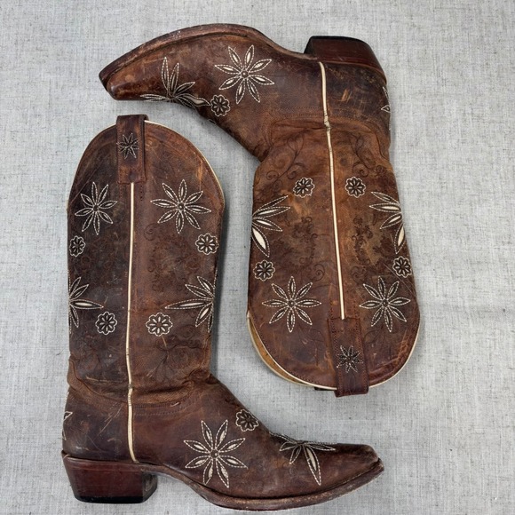 Shyanne Daisy Mae Cowboy Boots Brown Leather Stitching Tooled Women's Size 6.5 - Picture 11 of 11